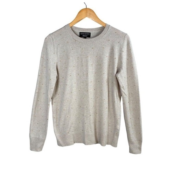 Banana Republic Sweaters - Banana Republic Beaded‎ Sweater Medium Merino Cashmere Blend Quiet Luxury